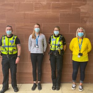 PC Chris Rudd, Registered Mental Health Nurse Katie Pymm, PC Alice Simpson and Registered Mental Health Nurse Deborah Mawson.